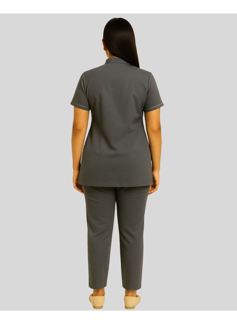 Uniform for salon, cleaning, and household helper, Grey - Image 3